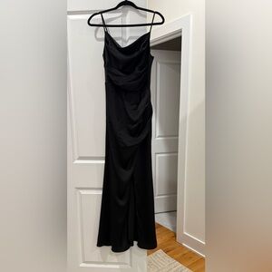 Black Matte Satin Bridesmaid Dress